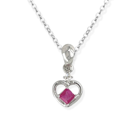 Heart Shaped Ruby & Diamond Necklace