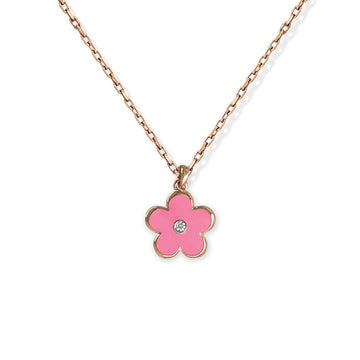 Pink Flower Rose Gold Necklace