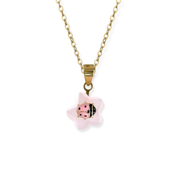 Pink Flower Shape Gold Necklace