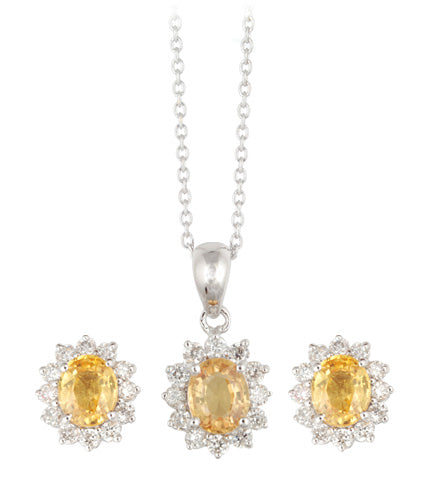 Necklace & Earrings Yellow Sapphire  Set - Baby Fitaihi