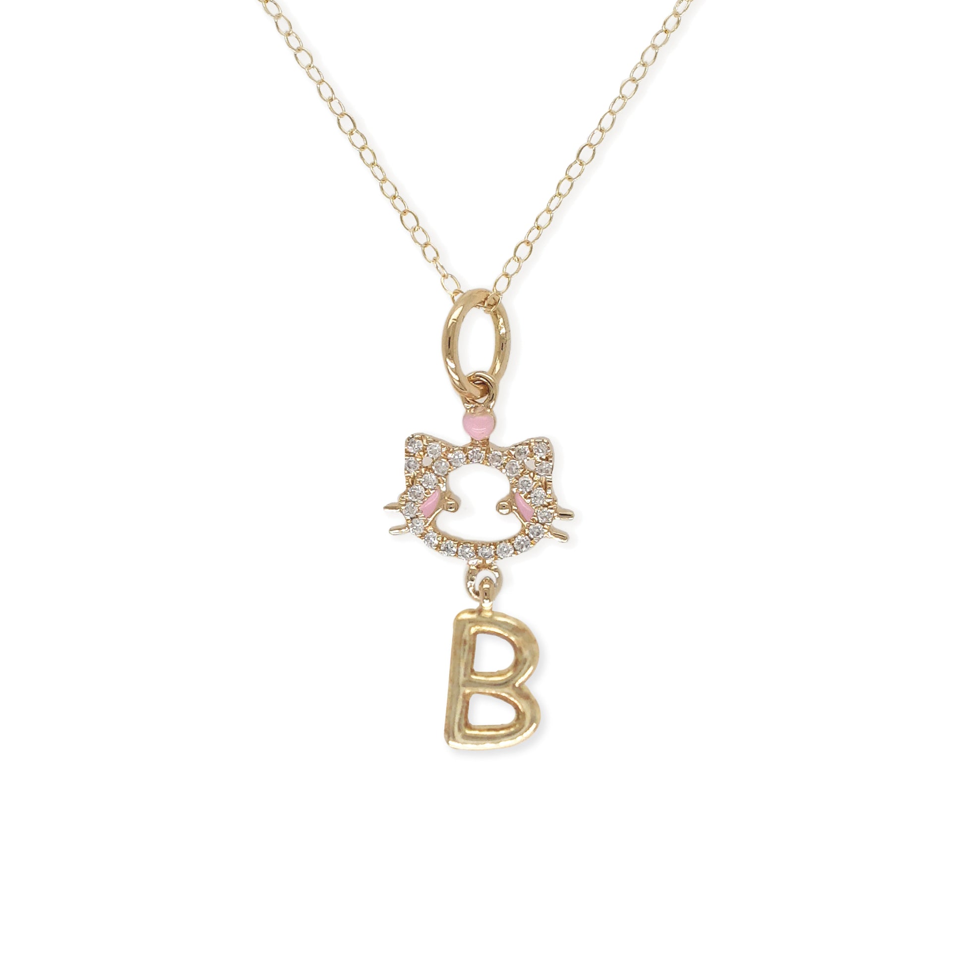 " Maya The Kitten" Necklace With The Letter "B" - Baby Fitaihi