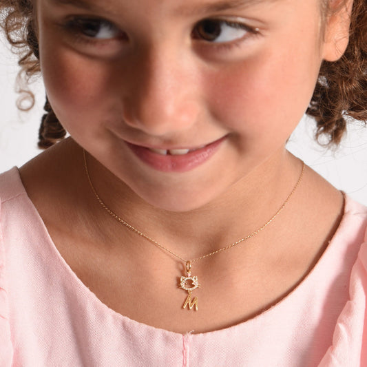 "Maya The Kitten" Necklace With The Letter "M" - Baby Fitaihi