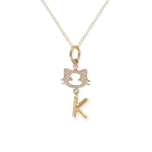 " Maya The Kitten" Necklace with The Letter "k" - Baby Fitaihi