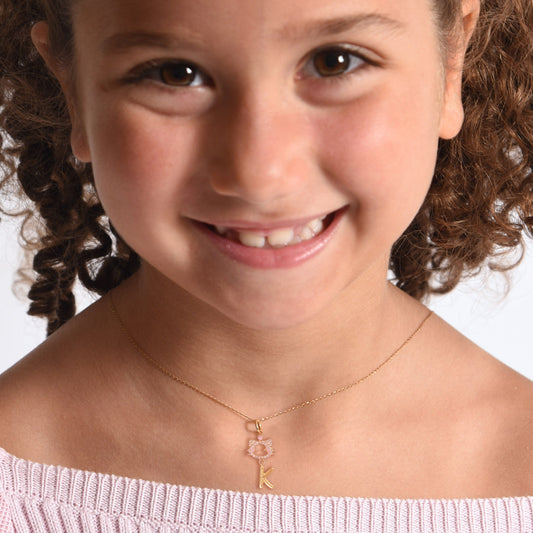 "Maya The Kitten" Necklace With The Letter "K" - Baby Fitaihi