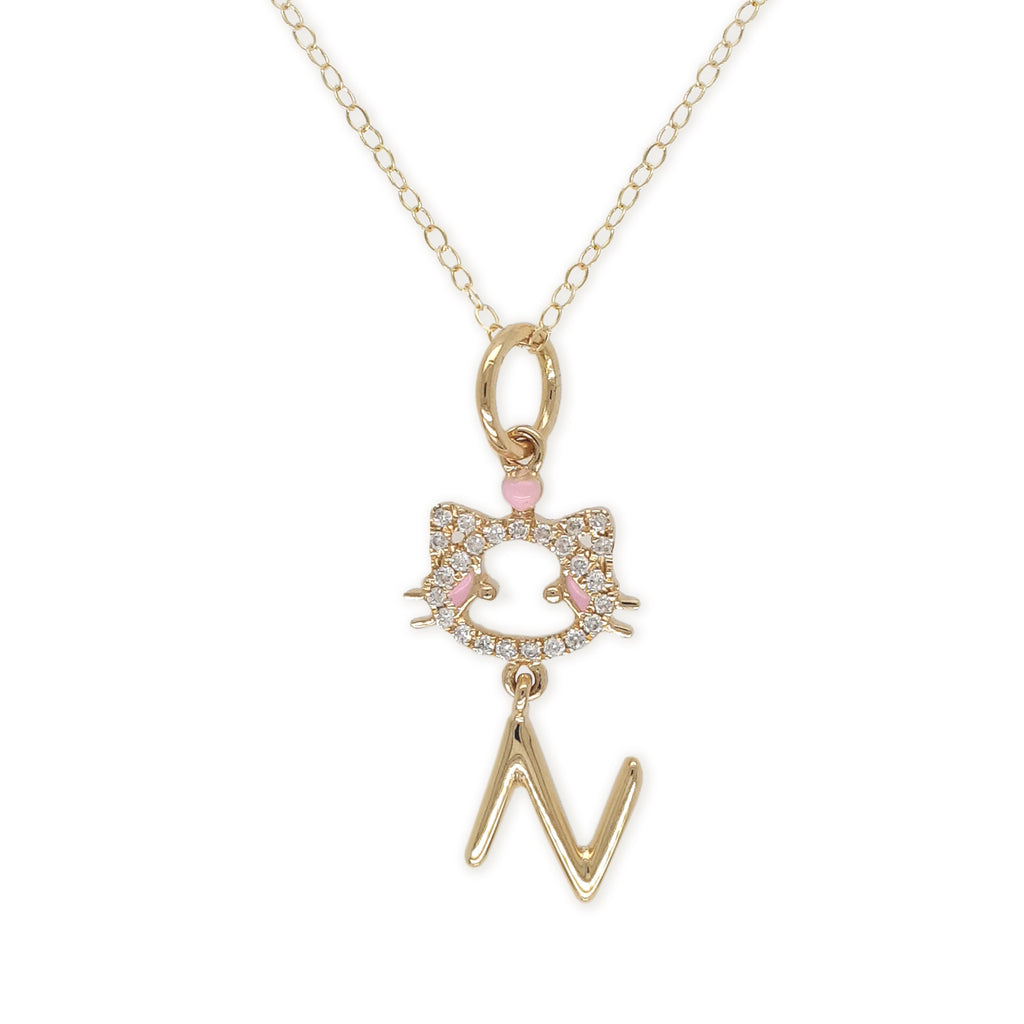 "Maya The kitten" necklace With The Letter "N" - Baby Fitaihi