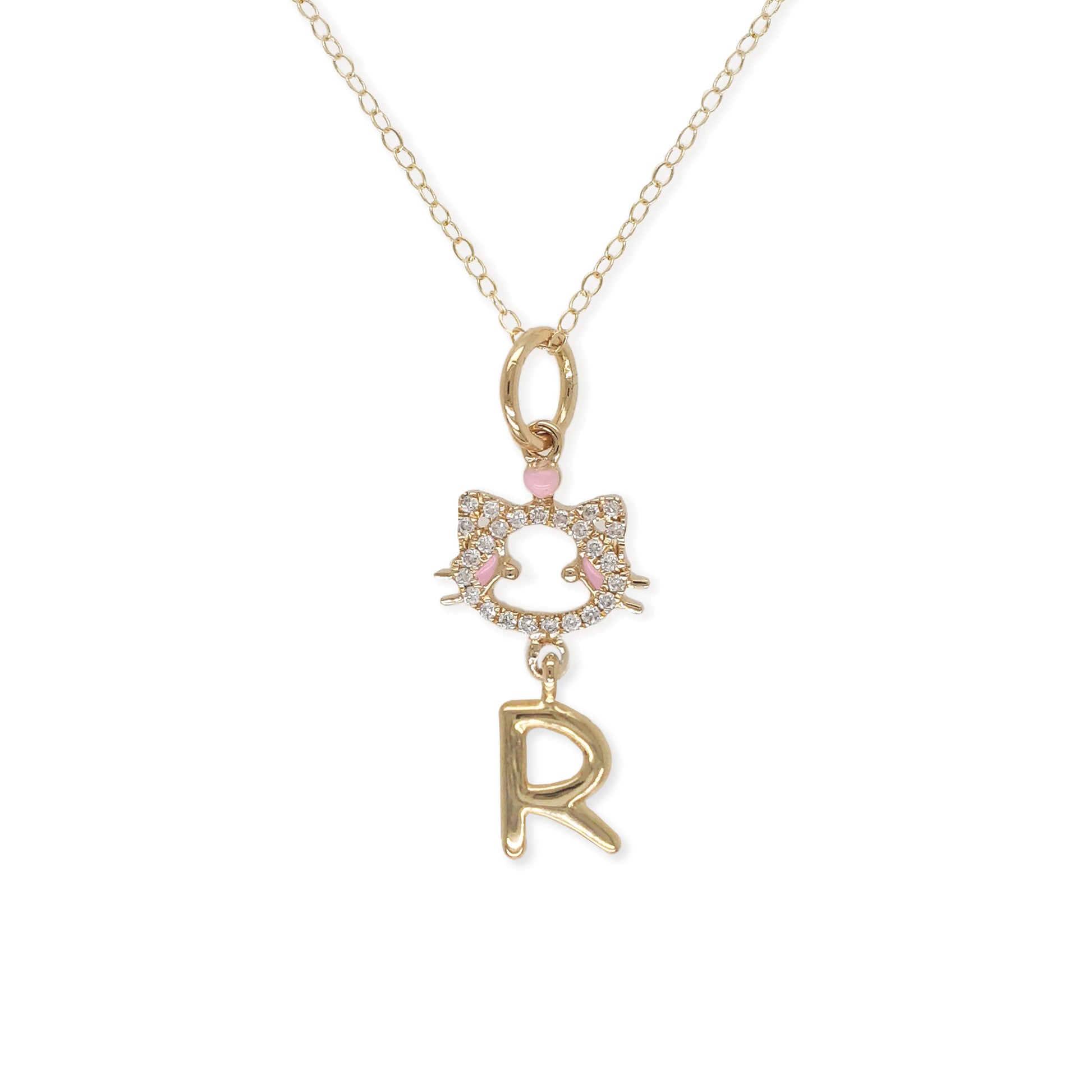 " Maya The Kitten" Necklace With The Letter "R" - Baby Fitaihi