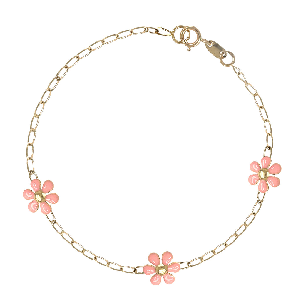 Coral Pink Enamel Flower Bracelet - Baby Fitaihi