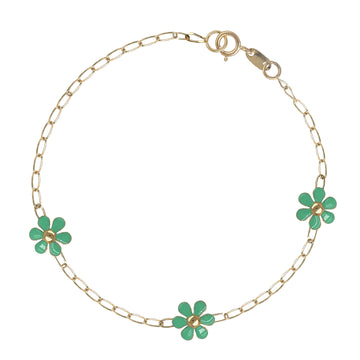 Baby Green Enamel Flower Bracelet - Baby Fitaihi