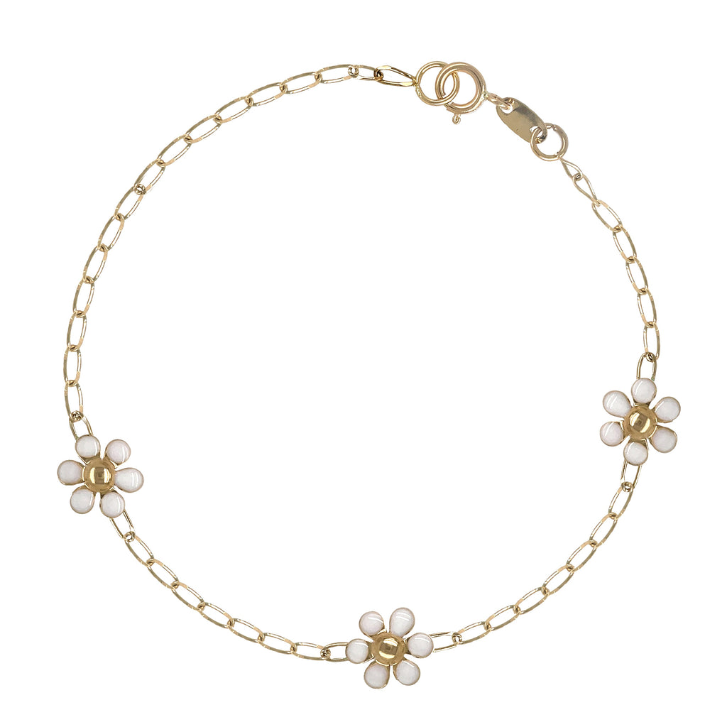 Daisy White Enamel Flower Bracelet - Baby Fitaihi