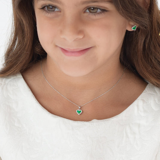 Necklace & Earrings Emerald Heart Set - Baby Fitaihi