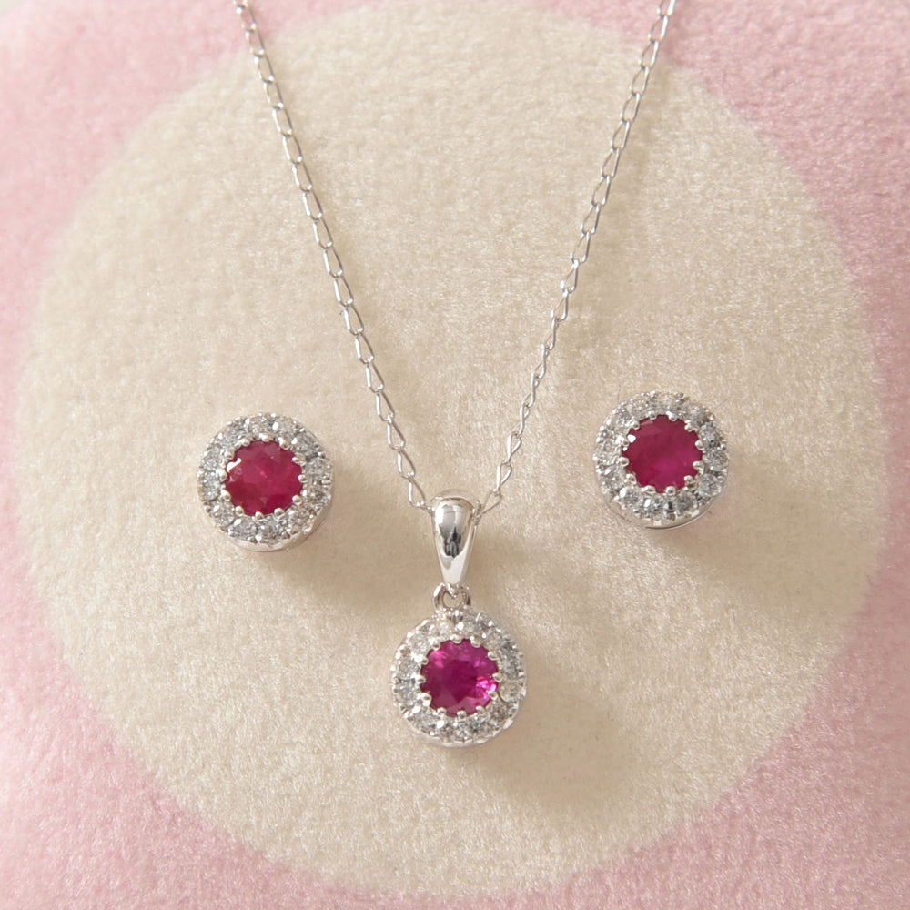 Necklace & Earrings Ruby Round Set - Baby Fitaihi