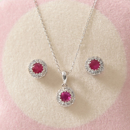 Necklace & Earrings Ruby Round Set - Baby Fitaihi