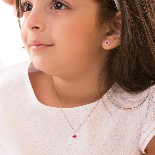 Necklace & Earrings Ruby Round Set - Baby Fitaihi