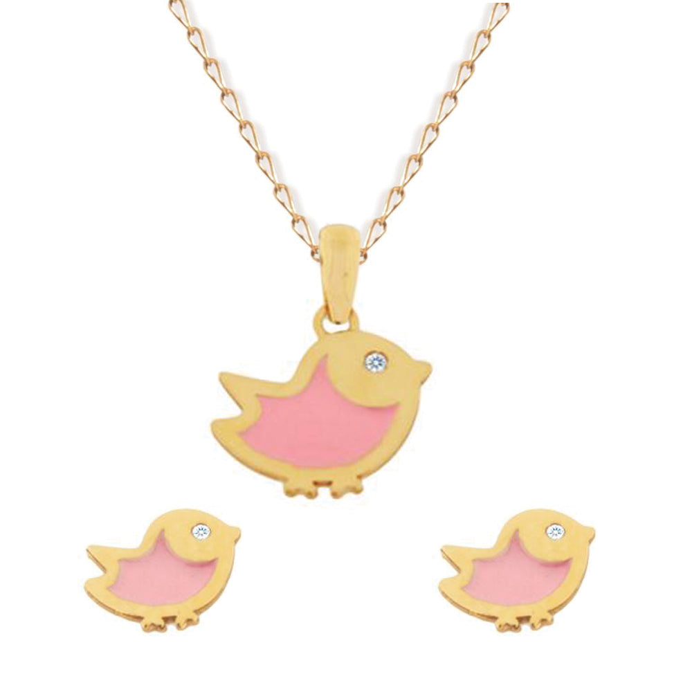 Necklace & Earrings Little Pink Birdie Set - Baby Fitaihi