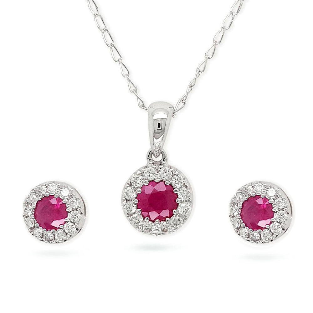 Necklace & Earrings Ruby Round Set - Baby Fitaihi