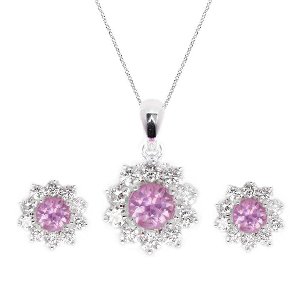 Necklace & Earrings Pink Sapphire Set - Baby Fitaihi