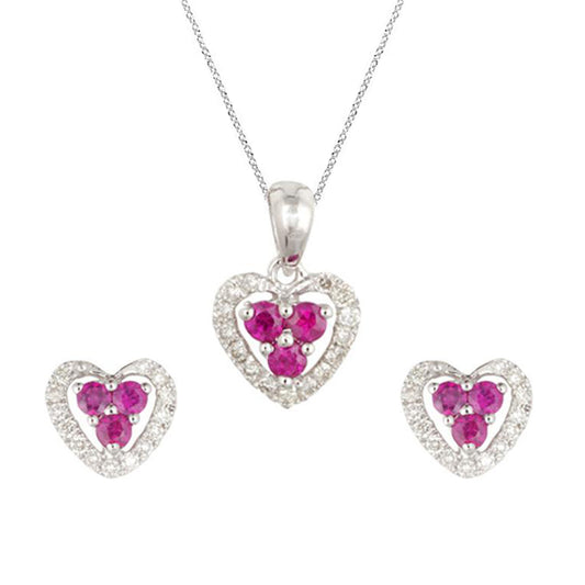 Necklace & Earrings Ruby Heart Set - Baby Fitaihi