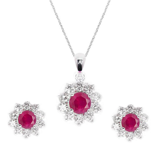 Necklace & Earrings Diamond Ruby Set - Baby Fitaihi