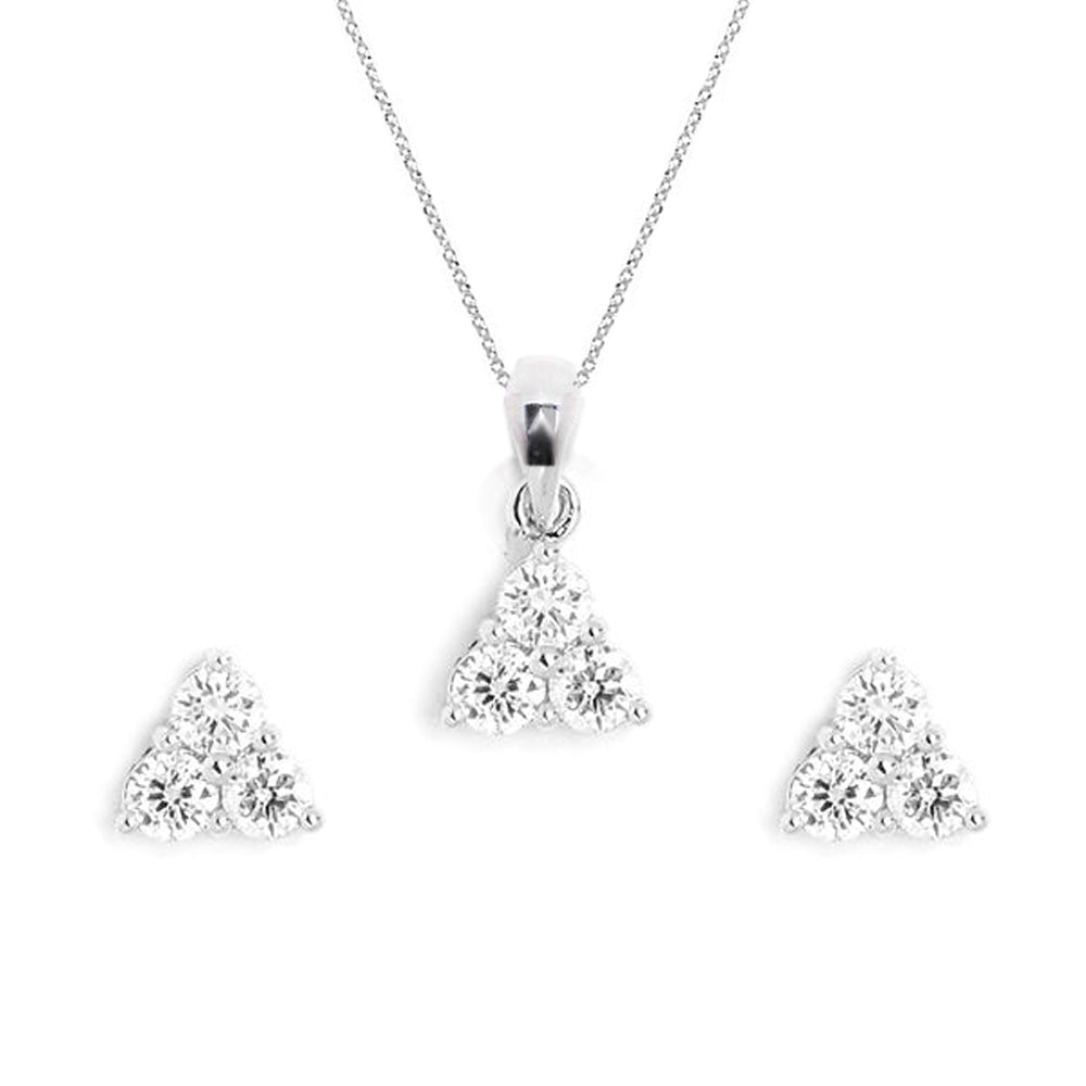Necklace & Earrings Diamond Triangle Set - Baby Fitaihi