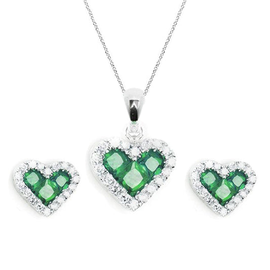 Necklace & Earrings Emerald Heart Set - Baby Fitaihi