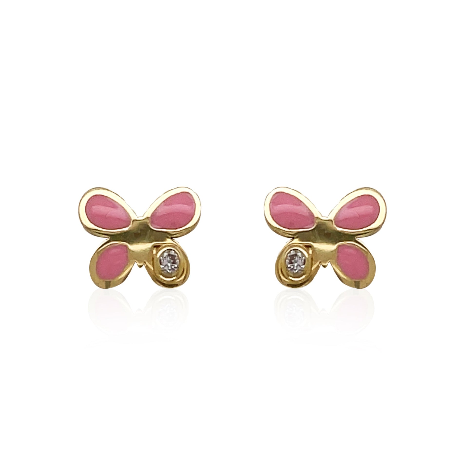 Pink Diamond Butterfly Earrings - Main Image