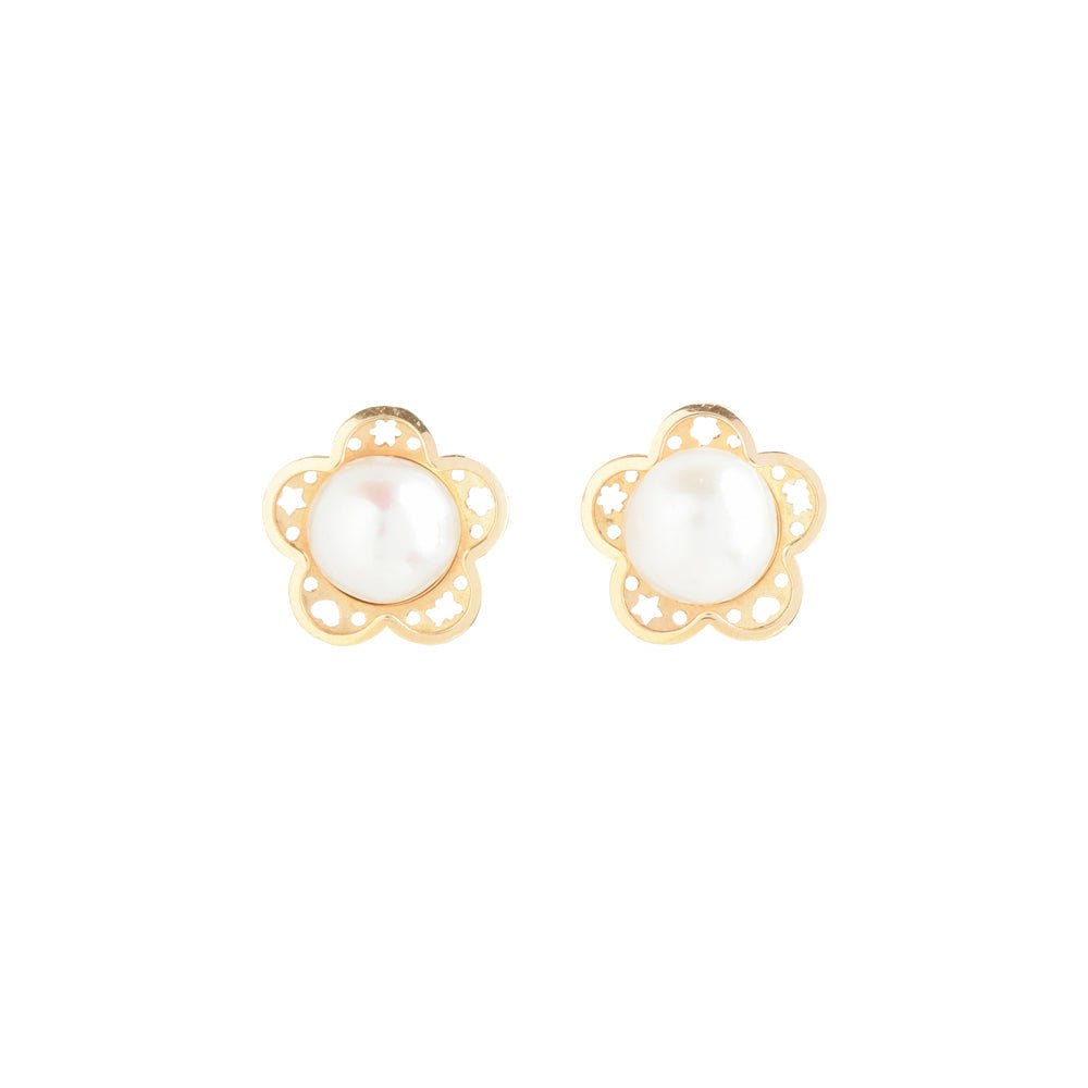 Flower-Shaped Pearl Earrings - baby-jewels