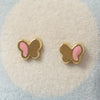 Gold & Pink Butterfly Earrings - baby-jewels