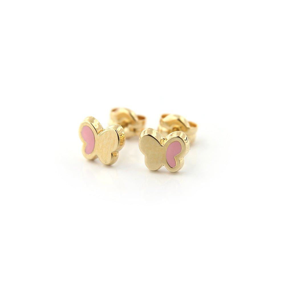 Gold & Pink Butterfly Earrings - baby-jewels