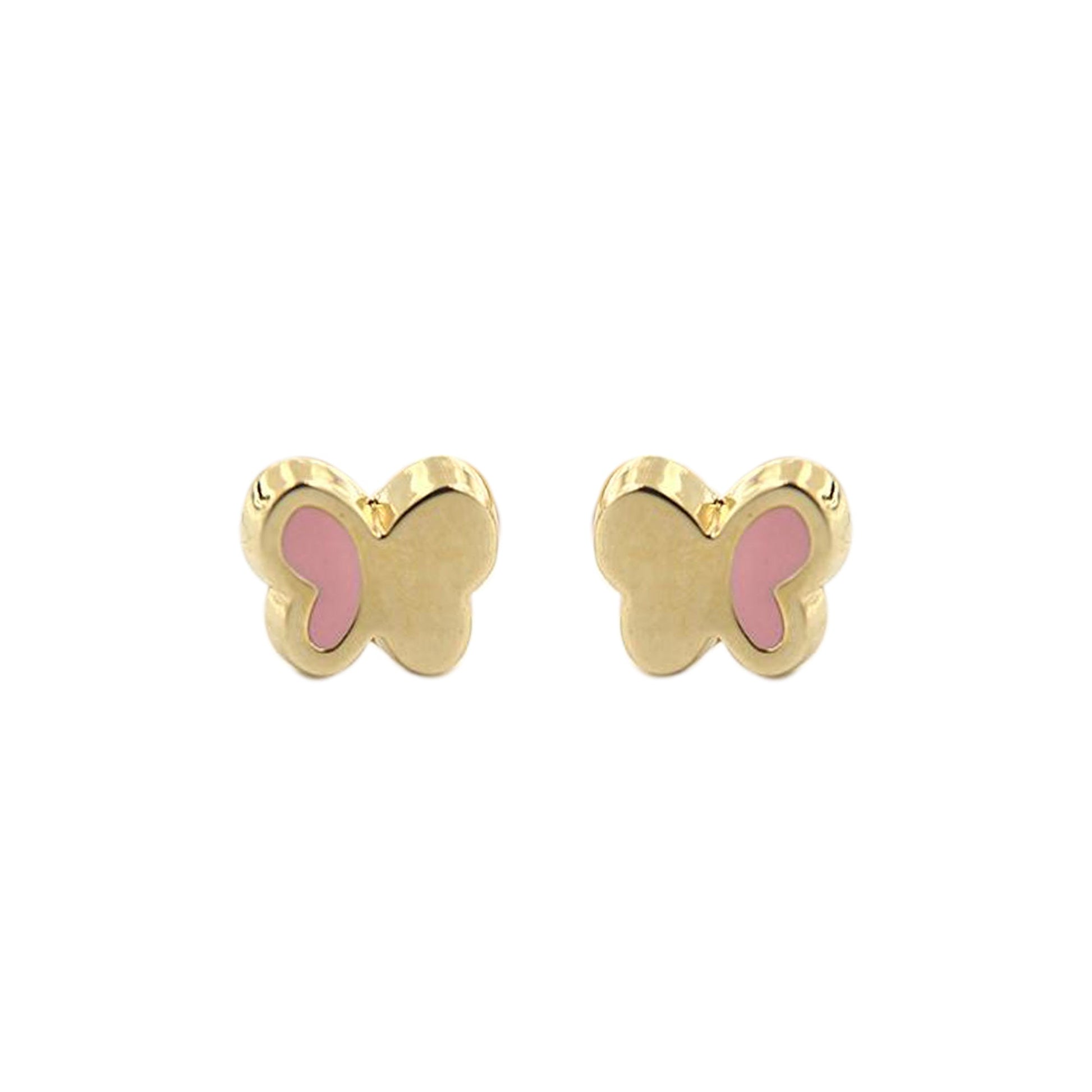 Gold & Pink Butterfly Earrings - baby-jewels