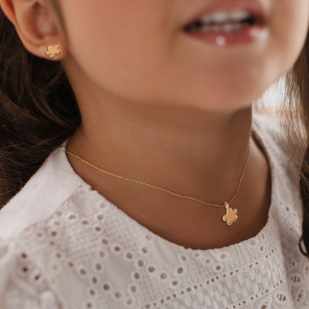 Necklace & Earrings Gold Flower Set - baby-jewels