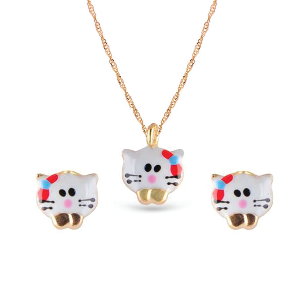 Necklace & Earrings Kitties Gold Set - baby-jewels