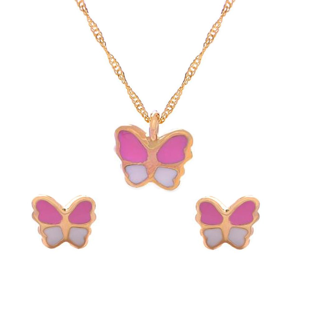 Necklace & Earrings Pink Butterfly Set - baby-jewels