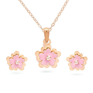 Necklace & Earrings Pink Hibiscus Set - baby-jewels