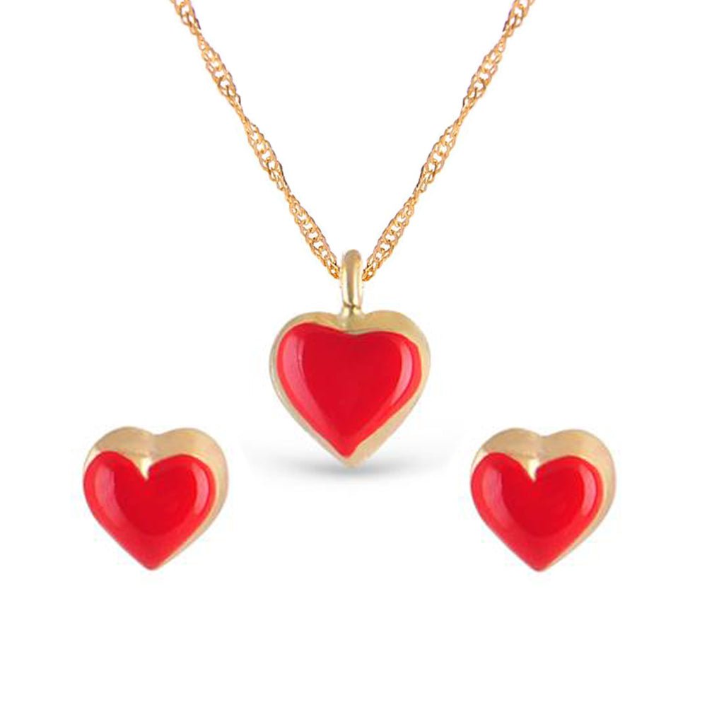 Necklace & Earrings Red Heart Set - baby-jewels