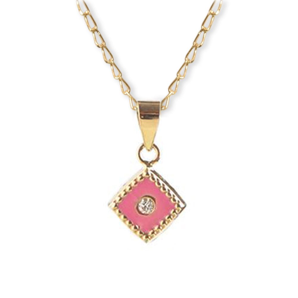 Pink Diamond Shape Gold Necklace - baby-jewels
