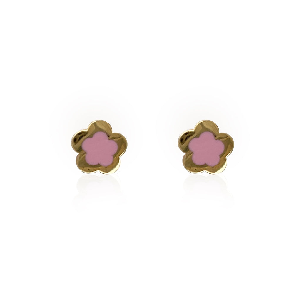 Pink Enamel Flower Stud - baby-jewels